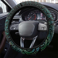 Aotearoa Lawn Bowls Maori Steering Wheel Cover New Zealand Paua Shell Tribal Silver Fern - Polynesian Pride