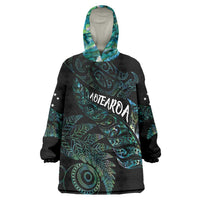 Aotearoa Personalized Lawn Bowls Maori Wearable Blanket Hoodie New Zealand Paua Shell Tribal Silver Fern - Polynesian Pride