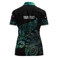 Aotearoa Personalized Lawn Bowls Maori Women Polo Shirt New Zealand Paua Shell Tribal Silver Fern - Polynesian Pride