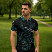 Aotearoa Personalized Lawn Bowls Maori Zipper Polo Shirt New Zealand Paua Shell Tribal Silver Fern LT7 - Polynesian Pride