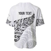 Aotearoa Personalized Lawn Bowls Maori Baseball Jersey New Zealand White Tribal Silver Fern - Polynesian Pride