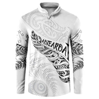 Aotearoa Personalized Lawn Bowls Maori Button Sweatshirt New Zealand White Tribal Silver Fern - Polynesian Pride