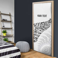 Aotearoa Personalized Lawn Bowls Maori Door Cover New Zealand White Tribal Silver Fern - Polynesian Pride
