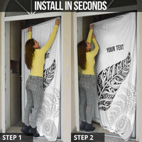 Aotearoa Personalized Lawn Bowls Maori Door Cover New Zealand White Tribal Silver Fern - Polynesian Pride