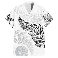 Aotearoa Personalized Lawn Bowls Maori Family Matching Tank Maxi Dress and Hawaiian Shirt New Zealand White Tribal Silver Fern LT7 Dad's Shirt - Short Sleeve White - Polynesian Pride