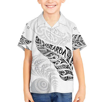 Aotearoa Personalized Lawn Bowls Maori Family Matching Tank Maxi Dress and Hawaiian Shirt New Zealand White Tribal Silver Fern LT7 Son's Shirt White - Polynesian Pride