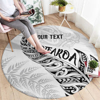 Aotearoa Personalized Lawn Bowls Maori Round Carpet New Zealand White Tribal Silver Fern - Polynesian Pride