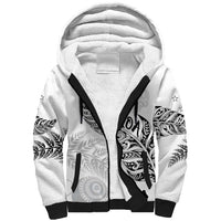 Aotearoa Personalized Lawn Bowls Maori Sherpa Hoodie New Zealand White Tribal Silver Fern - Polynesian Pride