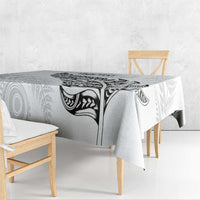 Aotearoa Personalized Lawn Bowls Maori Tablecloth New Zealand White Tribal Silver Fern - Polynesian Pride