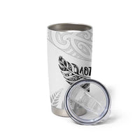 Aotearoa Personalized Lawn Bowls Maori Tumbler Cup New Zealand White Tribal Silver Fern - Polynesian Pride