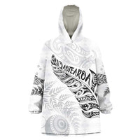 Aotearoa Personalized Lawn Bowls Maori Wearable Blanket Hoodie New Zealand White Tribal Silver Fern - Polynesian Pride