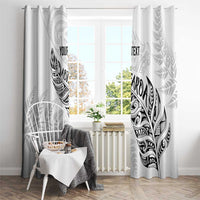 Aotearoa Personalized Lawn Bowls Maori Window Curtain New Zealand White Tribal Silver Fern - Polynesian Pride