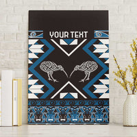 Personalised Taniko Motifs Aotearoa Canvas Wall Art Waitangi Kowhaiwhai Kiwi - Blue