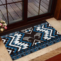 Personalised Taniko Motifs Aotearoa Rubber Doormat Waitangi Kowhaiwhai Kiwi - Blue