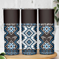 Personalised Taniko Motifs Aotearoa Skinny Tumbler Waitangi Kowhaiwhai Kiwi - Blue