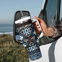 Personalised Taniko Motifs Aotearoa Tumbler With Handle Waitangi Kowhaiwhai Kiwi - Blue