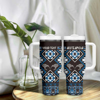 Personalised Taniko Motifs Aotearoa Tumbler With Handle Waitangi Kowhaiwhai Kiwi - Blue