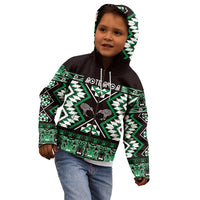 Personalised Taniko Motifs Aotearoa Kid Hoodie Waitangi Kowhaiwhai Kiwi - Green