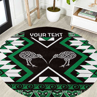 Personalised Taniko Motifs Aotearoa Round Carpet Waitangi Kowhaiwhai Kiwi - Green LT7 Green - Polynesian Pride
