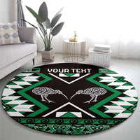 Personalised Taniko Motifs Aotearoa Round Carpet Waitangi Kowhaiwhai Kiwi - Green LT7 - Polynesian Pride