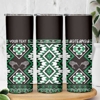 Personalised Taniko Motifs Aotearoa Skinny Tumbler Waitangi Kowhaiwhai Kiwi - Green