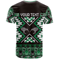 Personalised Taniko Motifs Aotearoa T Shirt Waitangi Kowhaiwhai Kiwi - Green
