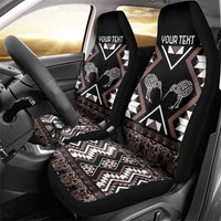 Personalised Taniko Motifs Aotearoa Car Seat Cover Waitangi Kowhaiwhai Kiwi - Mocha