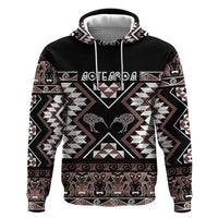 Personalised Taniko Motifs Aotearoa Zip Hoodie Waitangi Kowhaiwhai Kiwi - Mocha LT7 Pullover Hoodie Mocha - Polynesian Pride
