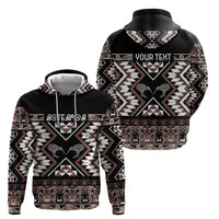 Personalised Taniko Motifs Aotearoa Zip Hoodie Waitangi Kowhaiwhai Kiwi - Mocha LT7 - Polynesian Pride