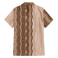 Vintage Beige Hawaiian Traditional Kapa Mix Flowers Lei Hawaiian Shirt