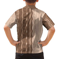 Vintage Beige Hawaiian Traditional Kapa Mix Flowers Lei Hawaiian Shirt