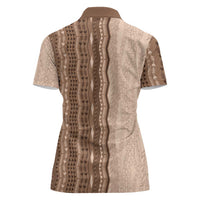 Vintage Beige Hawaiian Traditional Kapa Mix Flowers Lei Women Polo Shirt