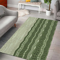 Vintage Sage Green Hawaiian Traditional Kapa Mix Flowers Lei Area Rug