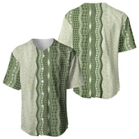 Vintage Sage Green Hawaiian Traditional Kapa Mix Flowers Lei Baseball Jersey LT7 - Polynesian Pride