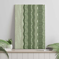Vintage Sage Green Hawaiian Traditional Kapa Mix Flowers Lei Canvas Wall Art