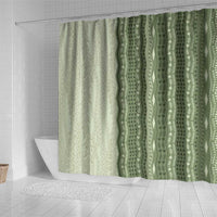 Vintage Sage Green Hawaiian Traditional Kapa Mix Flowers Lei Shower Curtain