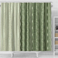 Vintage Sage Green Hawaiian Traditional Kapa Mix Flowers Lei Shower Curtain