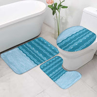 Vintage Cobalt Blue Hawaiian Traditional Kapa Mix Flowers Lei Bathroom Set