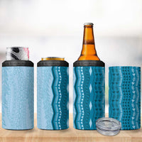 Vintage Cobalt Blue Hawaiian Traditional Kapa Mix Flowers Lei 4 in 1 Can Cooler Tumbler