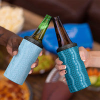 Vintage Cobalt Blue Hawaiian Traditional Kapa Mix Flowers Lei 4 in 1 Can Cooler Tumbler