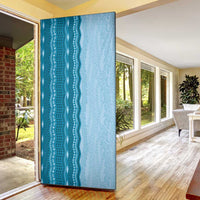 Vintage Cobalt Blue Hawaiian Traditional Kapa Mix Flowers Lei Door Cover