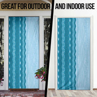 Vintage Cobalt Blue Hawaiian Traditional Kapa Mix Flowers Lei Door Cover