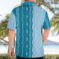 Vintage Cobalt Blue Hawaiian Traditional Kapa Mix Flowers Lei Hawaiian Shirt