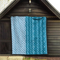 Vintage Cobalt Blue Hawaiian Traditional Kapa Mix Flowers Lei Quilt LT7 - Polynesian Pride