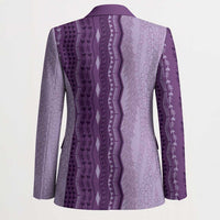 Vintage Violet Hawaiian Traditional Kapa Mix Flowers Lei Blazer