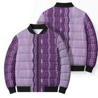 Vintage Violet Hawaiian Traditional Kapa Mix Flowers Lei Bomber Puffer Jacket