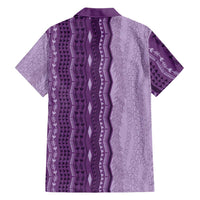 Vintage Violet Hawaiian Traditional Kapa Mix Flowers Lei Family Matching Summer Maxi Dress and Hawaiian Shirt