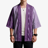 Vintage Violet Hawaiian Traditional Kapa Mix Flowers Lei Kimono