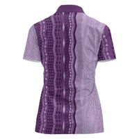 Vintage Violet Hawaiian Traditional Kapa Mix Flowers Lei Women Polo Shirt