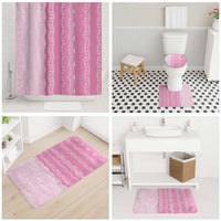 Vintage Pink Hawaiian Traditional Kapa Mix Flowers Lei Bathroom Set